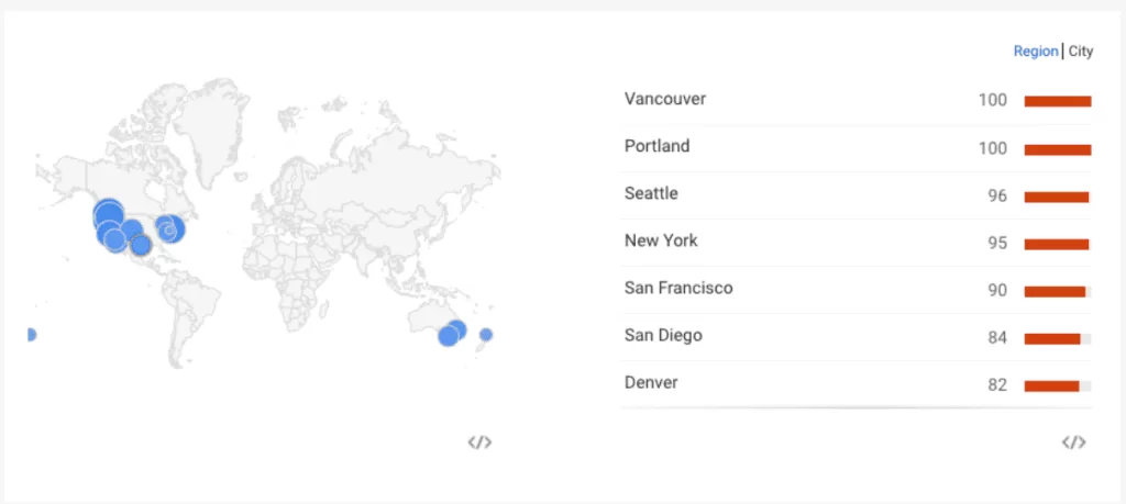 Geographical mapping from Google Trends