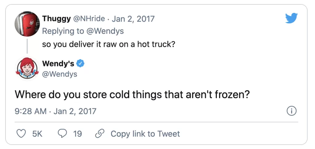 wendy's tweet on cold meat