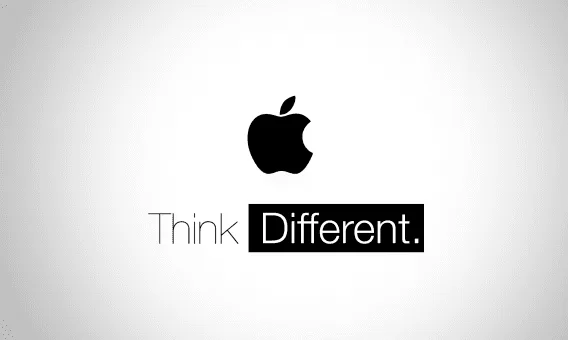Apple's logo and tagline