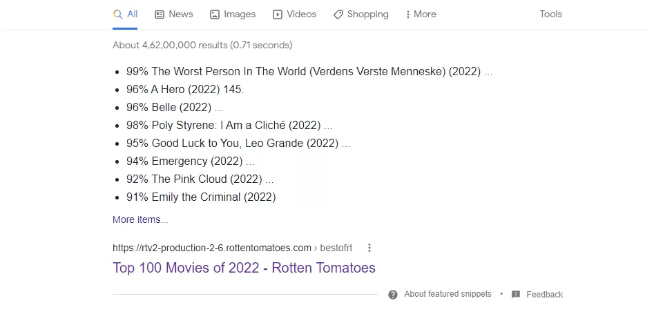 image showing top 100 movies of 2022 search results