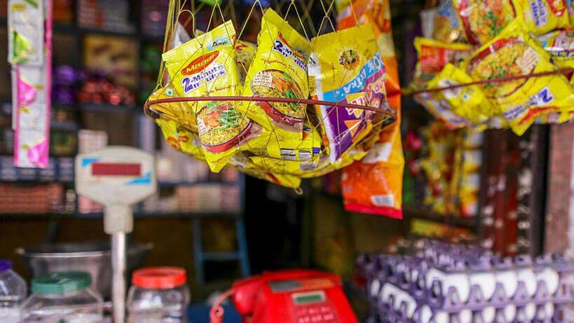 nestle maggi packets displayed in hanging basket in stores as part of their marketing design and strategy