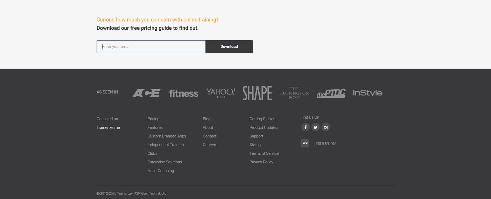 Landing Page Analysis Fitness App Footer