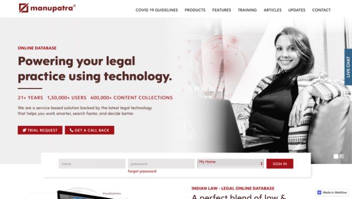 webflow designer delhi manupatra website development homepage