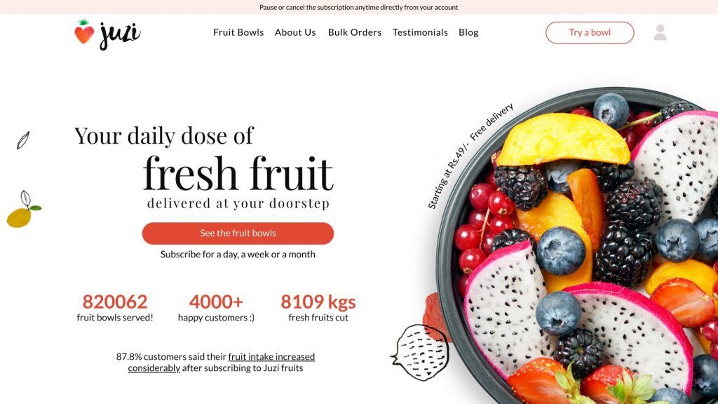 Website Design - Bangalore, Juzi Fruits - Home Page