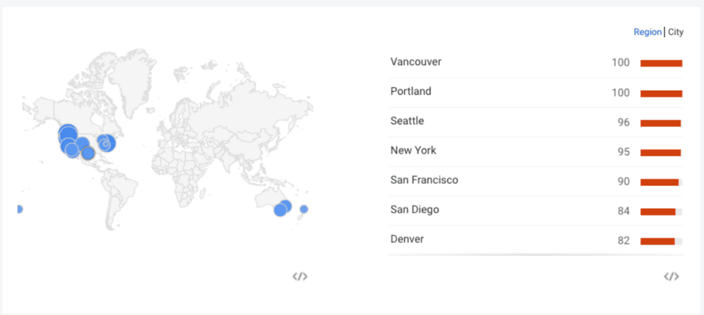 Geographical mapping from Google Trends