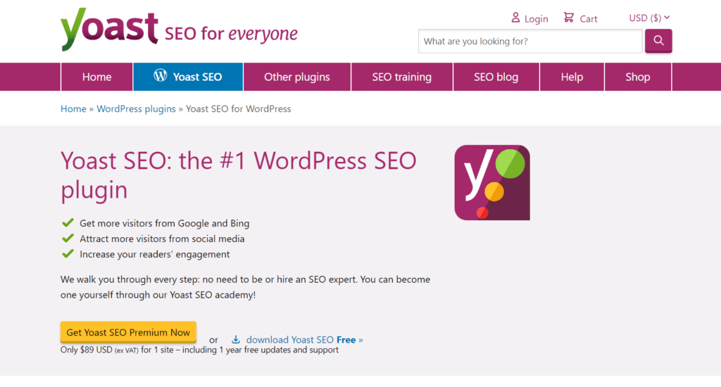 yoast (seo tool) landing page